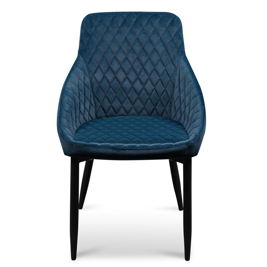 Dining Chair - Navy Blue Velvet with Black Legs (Set of 2) - View 3