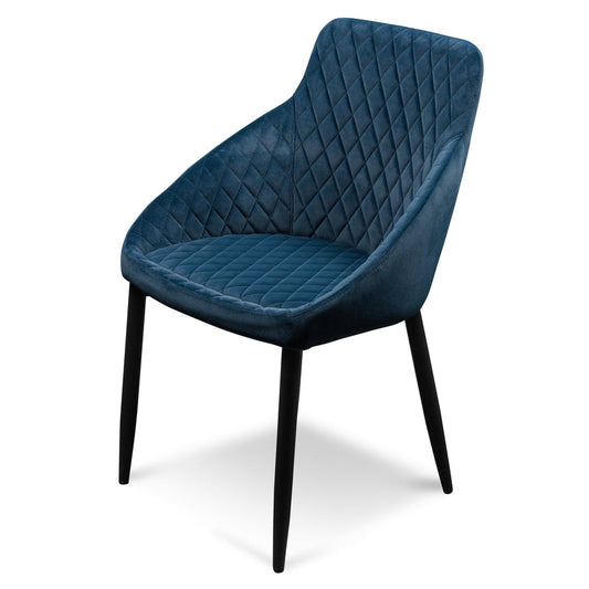Ex Display - CDC6121-ST Dining Chair - Navy Blue Velvet with Black Legs