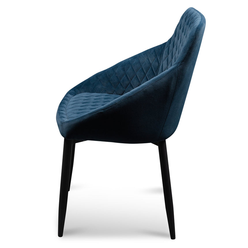 Dining Chair - Navy Blue Velvet with Black Legs (Set of 2) - View 4