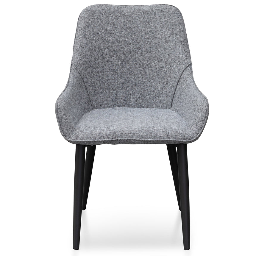 Dining Chair - Pebble Grey Fabric with Black Legs (Set of 2) - View 3