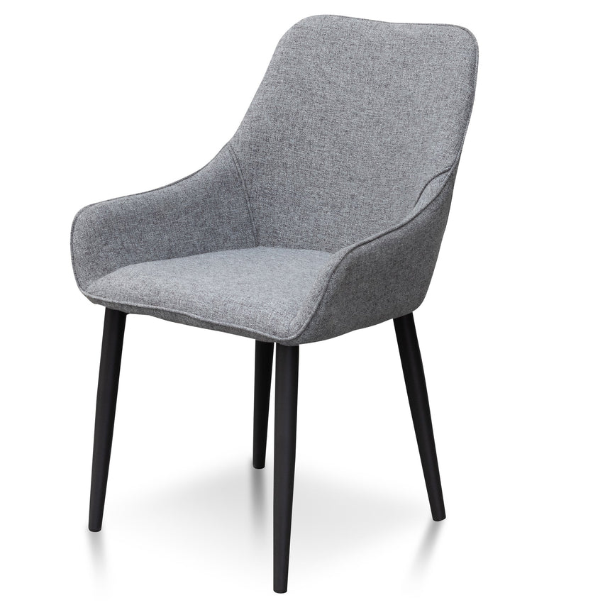 Dining Chair - Pebble Grey Fabric with Black Legs (Set of 2) - View 2