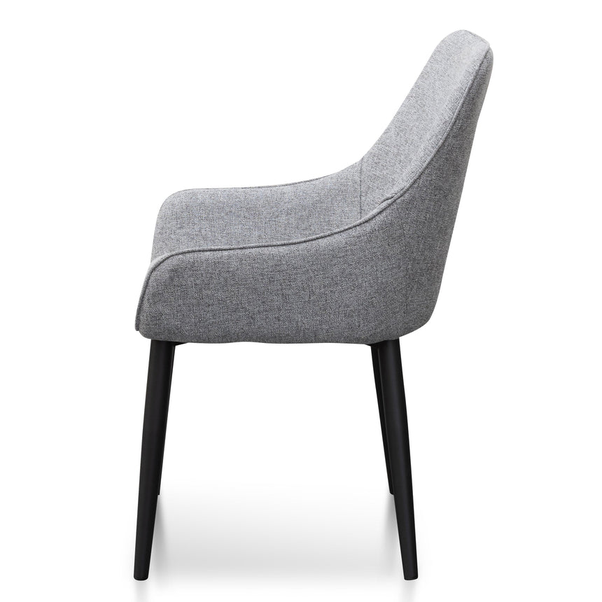 Dining Chair - Pebble Grey Fabric with Black Legs (Set of 2) - View 9