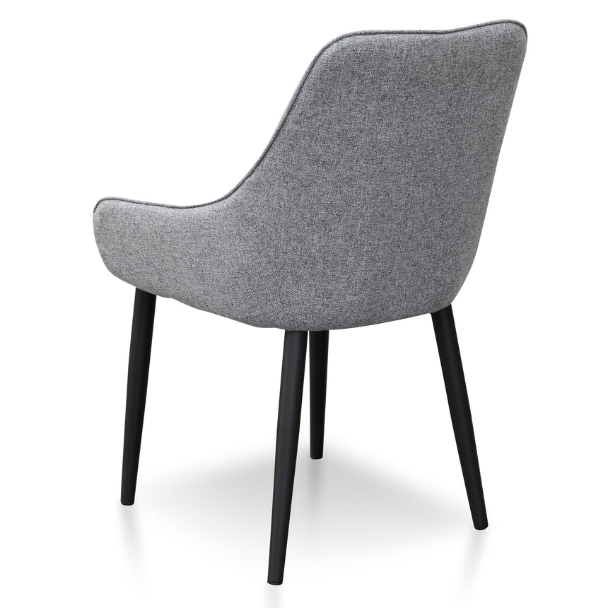 Dining Chair - Pebble Grey Fabric with Black Legs (Set of 2) - View 4