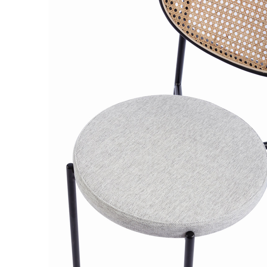 Rattan Back Dining Chair - Silver Grey Fabric - View 7