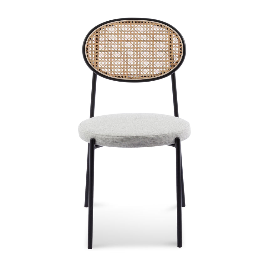 Rattan Back Dining Chair - Silver Grey Fabric - View 6