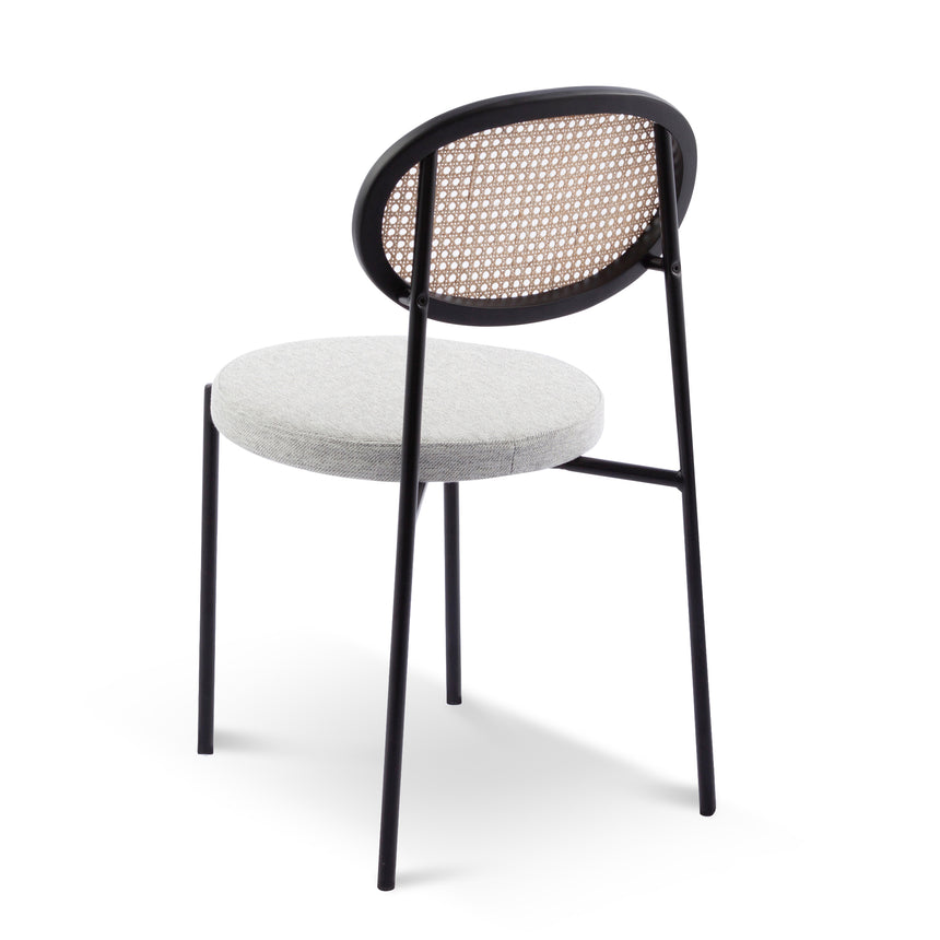 Rattan Back Dining Chair - Silver Grey Fabric - View 3