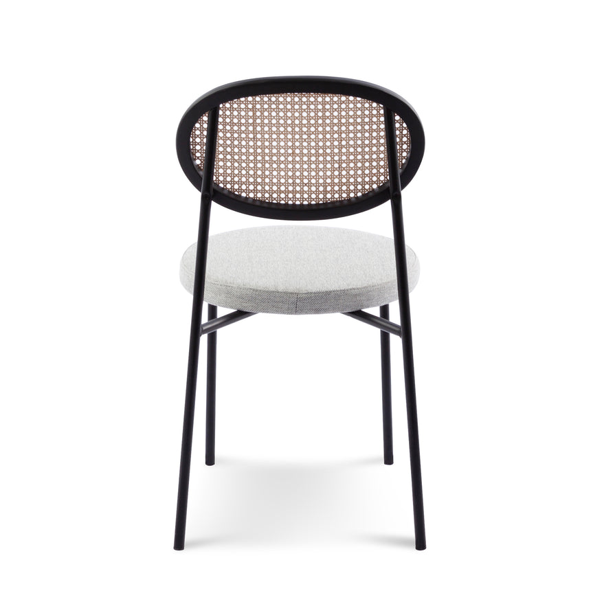 Rattan Back Dining Chair - Silver Grey Fabric - View 4