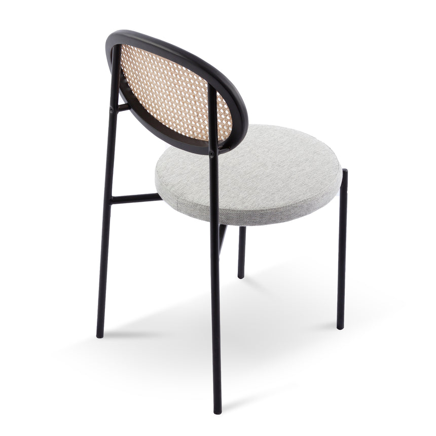 Rattan Back Dining Chair - Silver Grey Fabric - View 5
