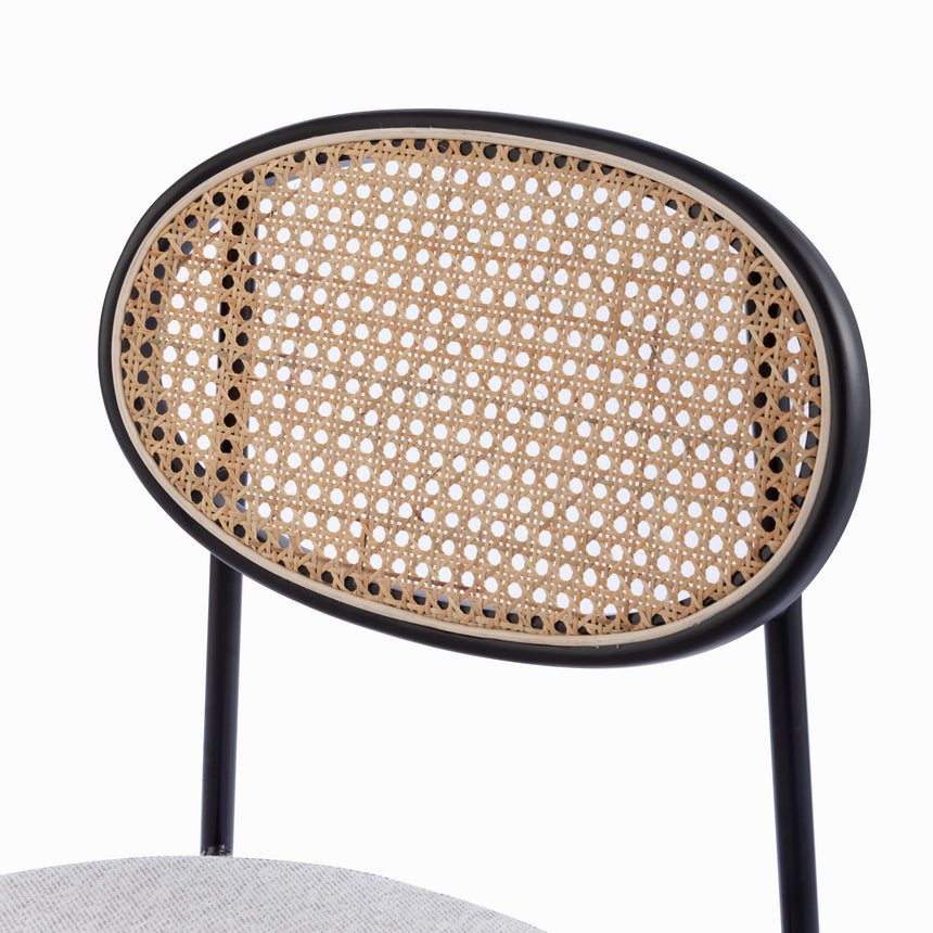 Rattan Back Dining Chair - Silver Grey Fabric - View 10