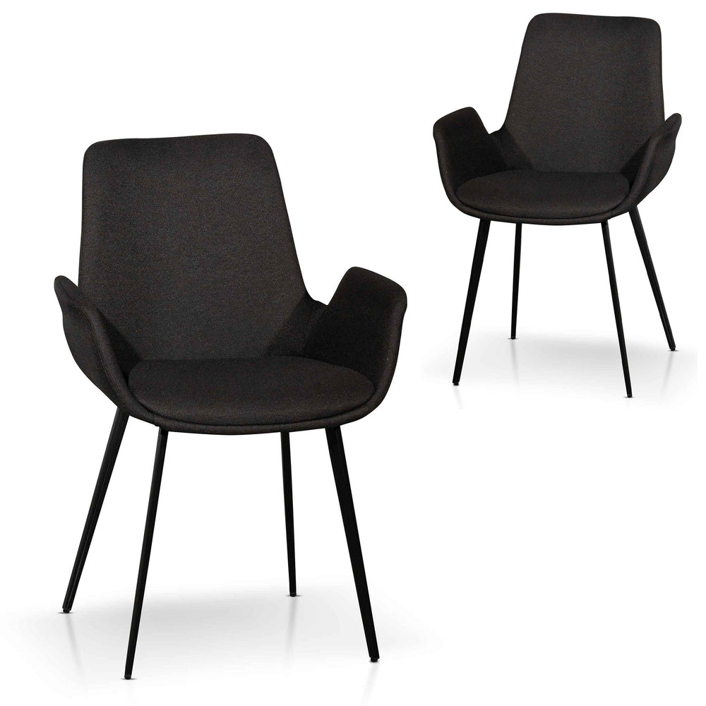 Fabric Dining Chair Black (Set of 2)