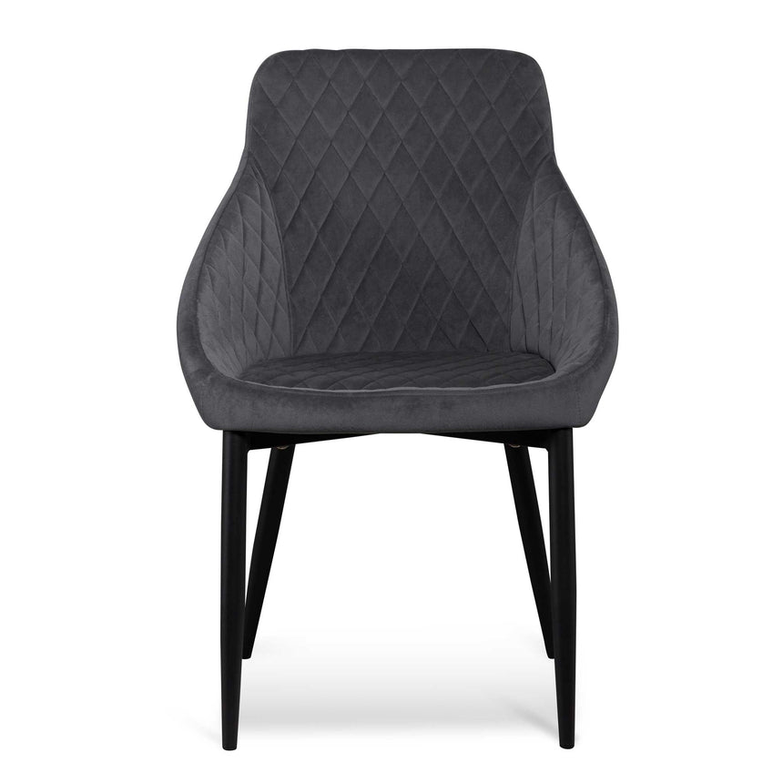 Dining Chair - Grey Velvet in Black Legs (Set of 2) - View 3