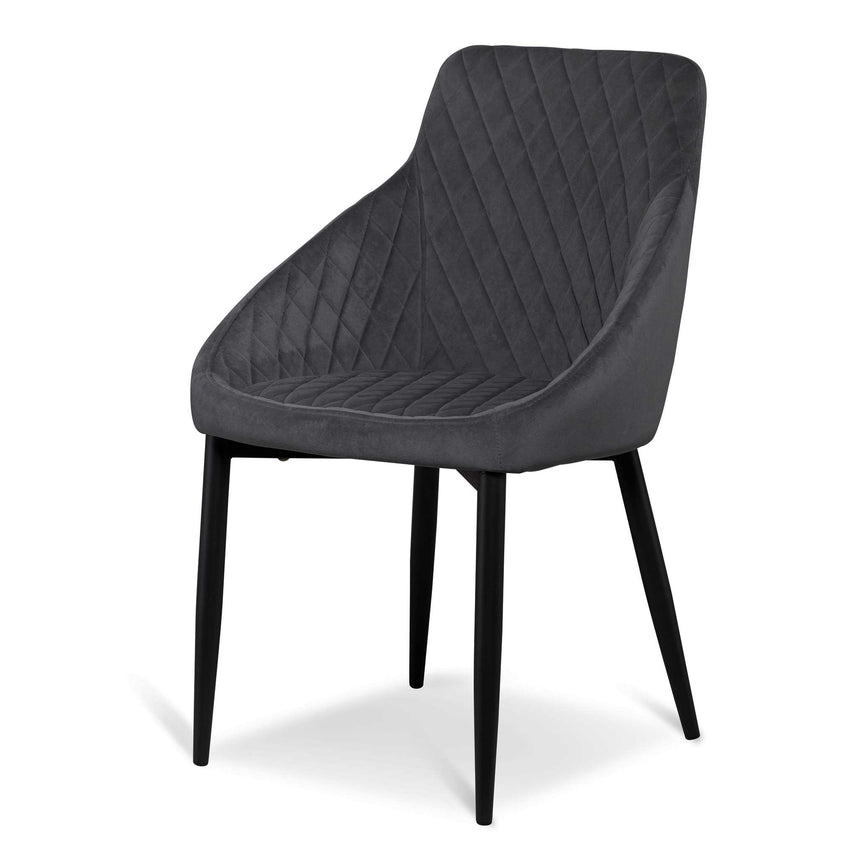 Dining Chair - Grey Velvet in Black Legs (Set of 2) - View 2
