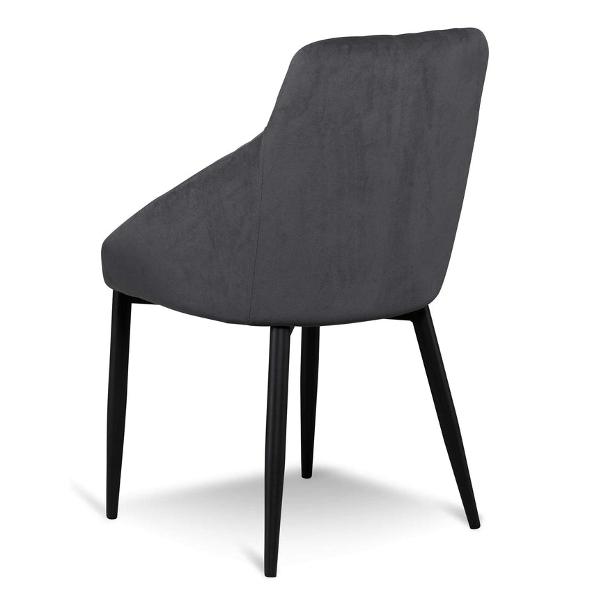 Dining Chair - Grey Velvet in Black Legs (Set of 2) - View 5