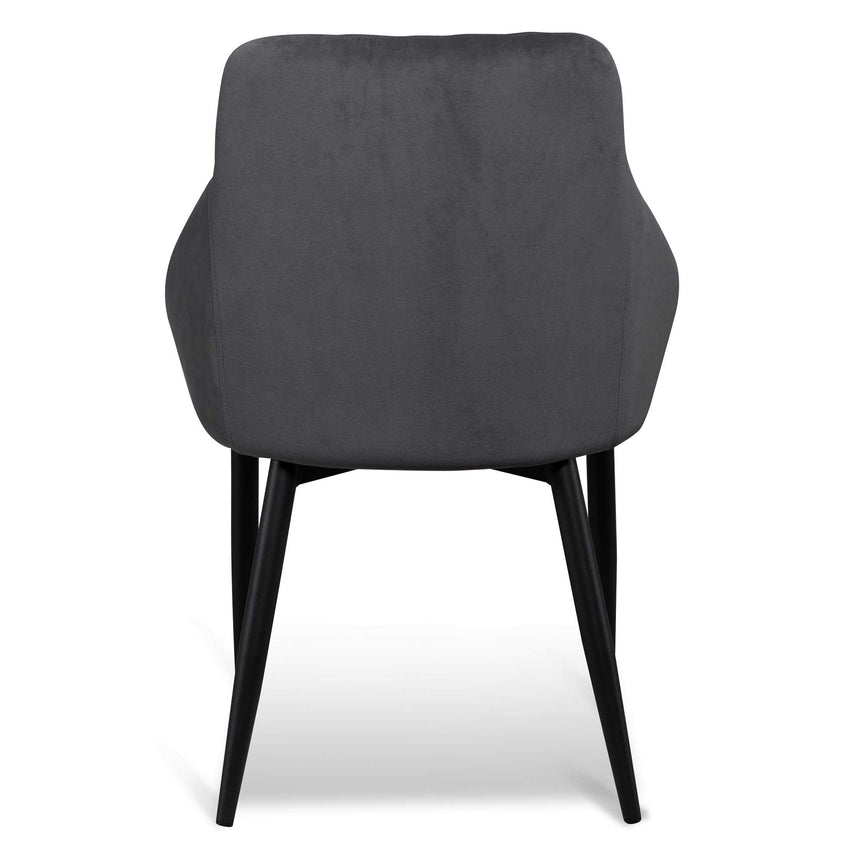 Dining Chair - Grey Velvet in Black Legs (Set of 2) - View 6