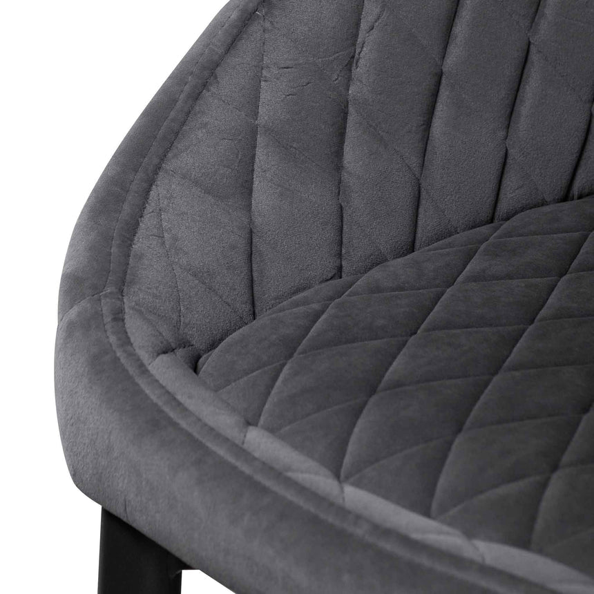 Dining Chair - Grey Velvet in Black Legs (Set of 2) - View 7