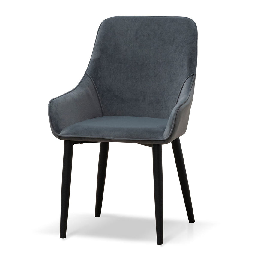 Fabric Dining Chair - Grey Velvet in Black Legs (Set of 2) - View 2