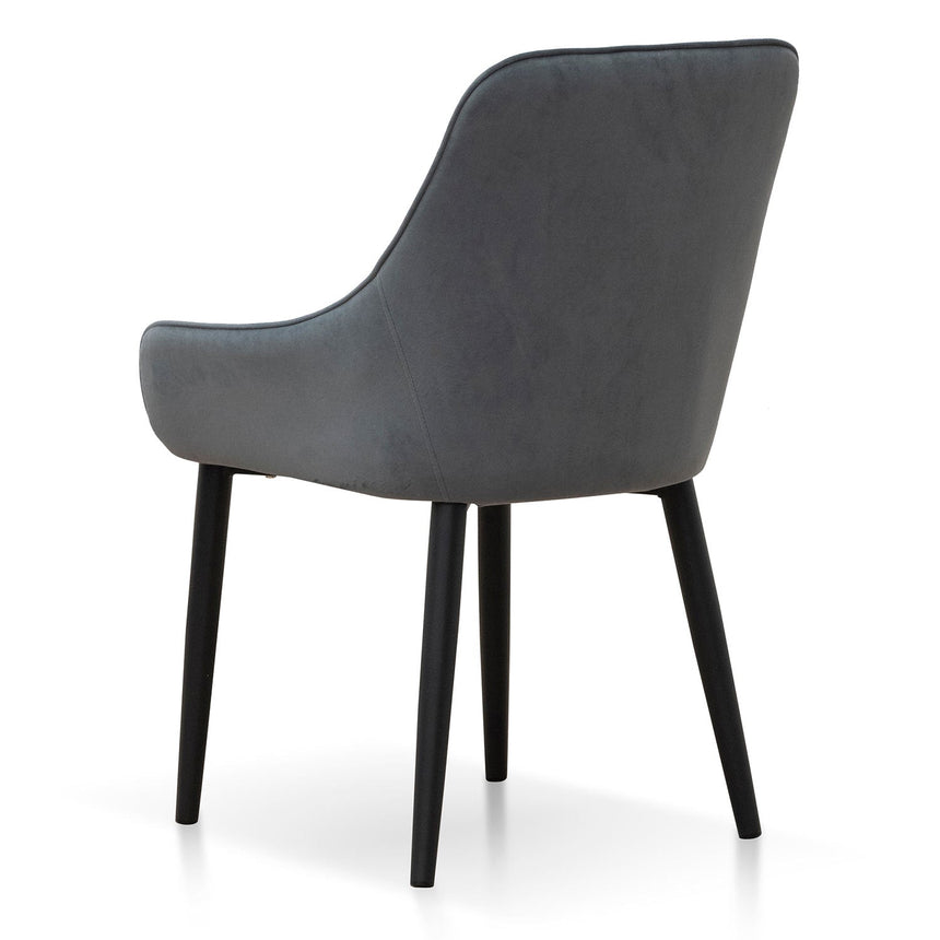 Fabric Dining Chair - Grey Velvet in Black Legs (Set of 2) - View 6