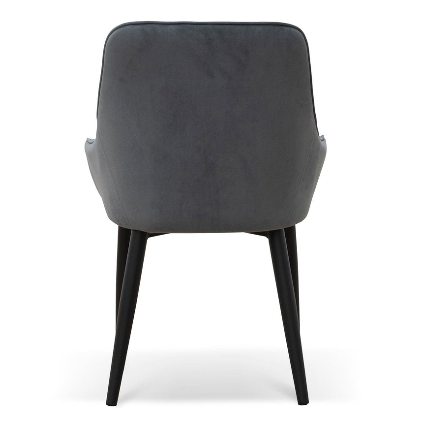 Fabric Dining Chair - Grey Velvet in Black Legs (Set of 2) - View 7