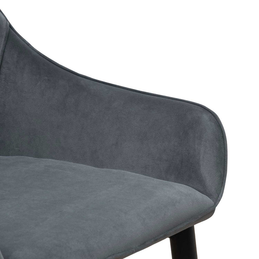 Fabric Dining Chair - Grey Velvet in Black Legs (Set of 2) - View 9