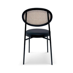 CDC6885-SD Fabric Natural Rattan Dining Chair - Black