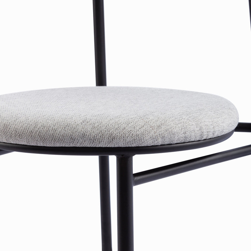Fabric Dining Chair - Silver Grey with Black Legs (Set of 2) - View 9