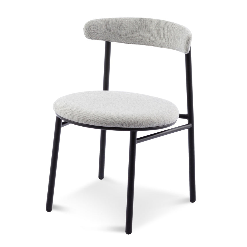 Fabric Dining Chair - Silver Grey with Black Legs (Set of 2) - View 2