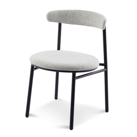 CDC6886-SD Fabric Dining Chair - Silver Grey with Black Legs (Set of 2)
