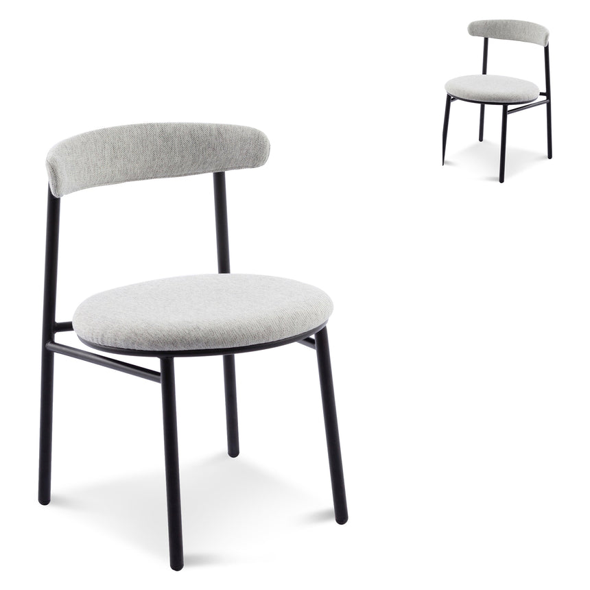 Fabric Dining Chair - Silver Grey with Black Legs (Set of 2)