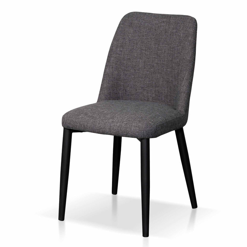 Fabric Dining Chair - Dark Grey with Black Legs (Set of 2) - View 2