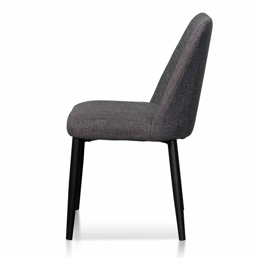 Fabric Dining Chair - Dark Grey with Black Legs (Set of 2) - View 4