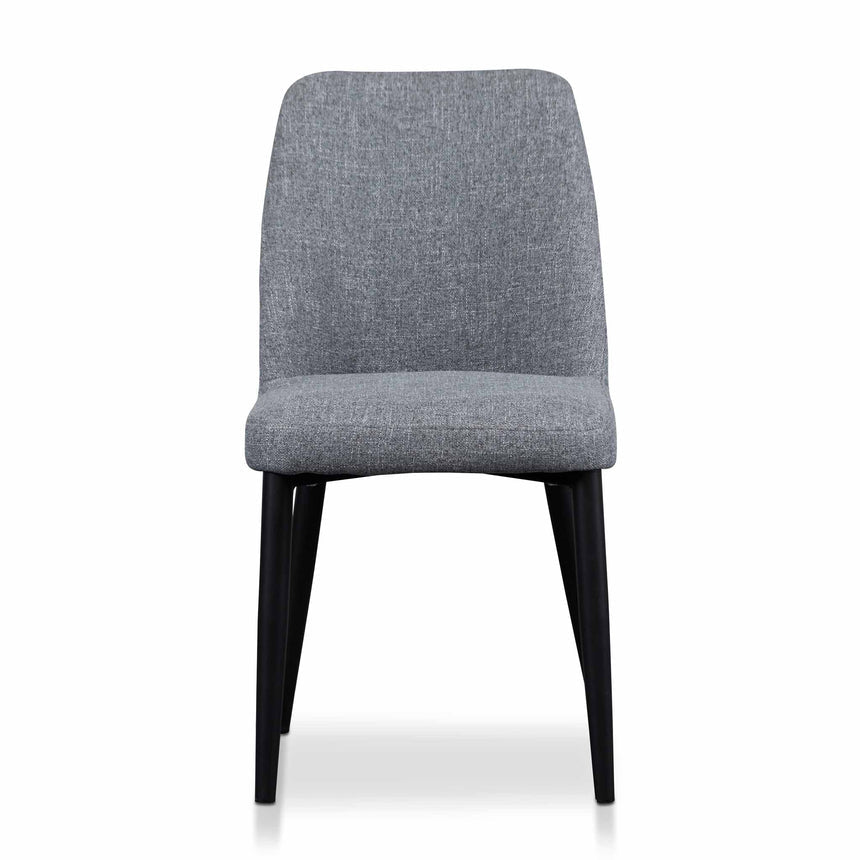 Fabric Dining Chair - Pebble Grey in Black Legs (Set of 2) - View 2