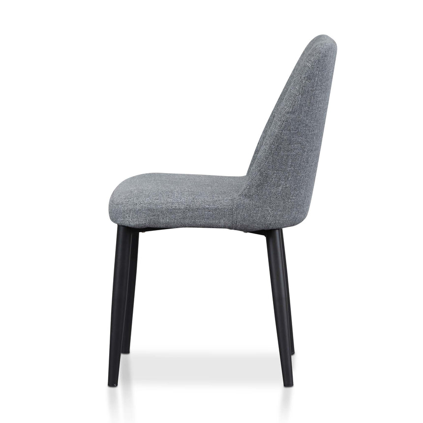 Fabric Dining Chair - Pebble Grey in Black Legs (Set of 2) - View 3
