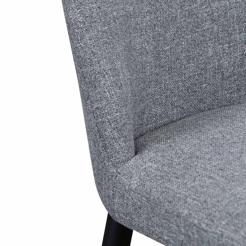 Fabric Dining Chair - Pebble Grey in Black Legs (Set of 2) - View 6