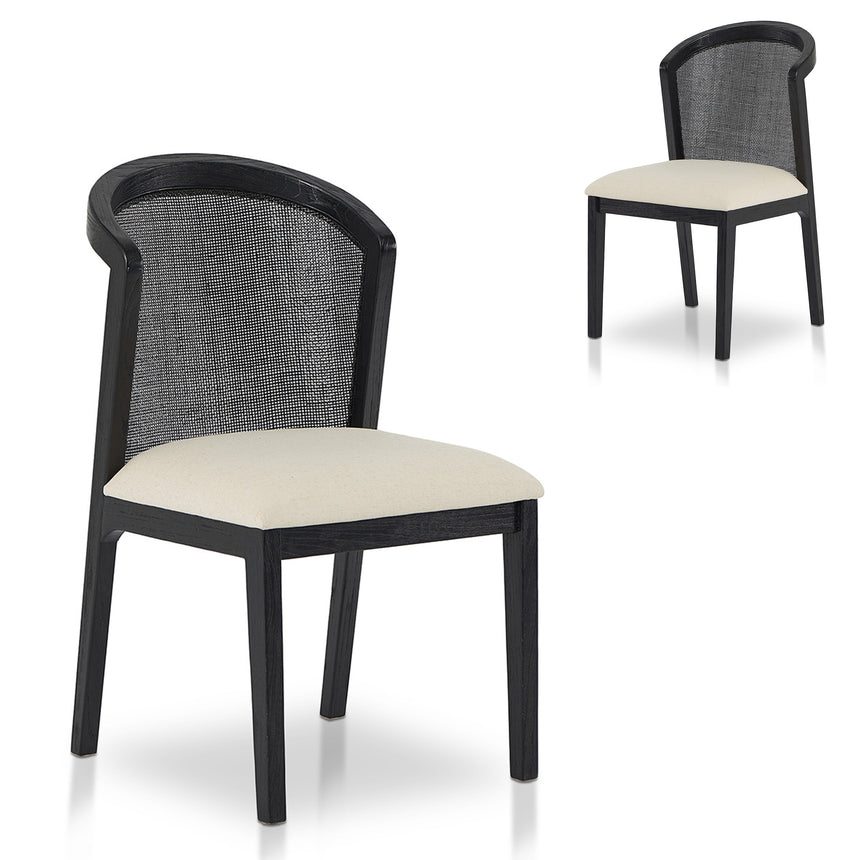 Black ELM Dining Chair - Light Beige (Set of 2)