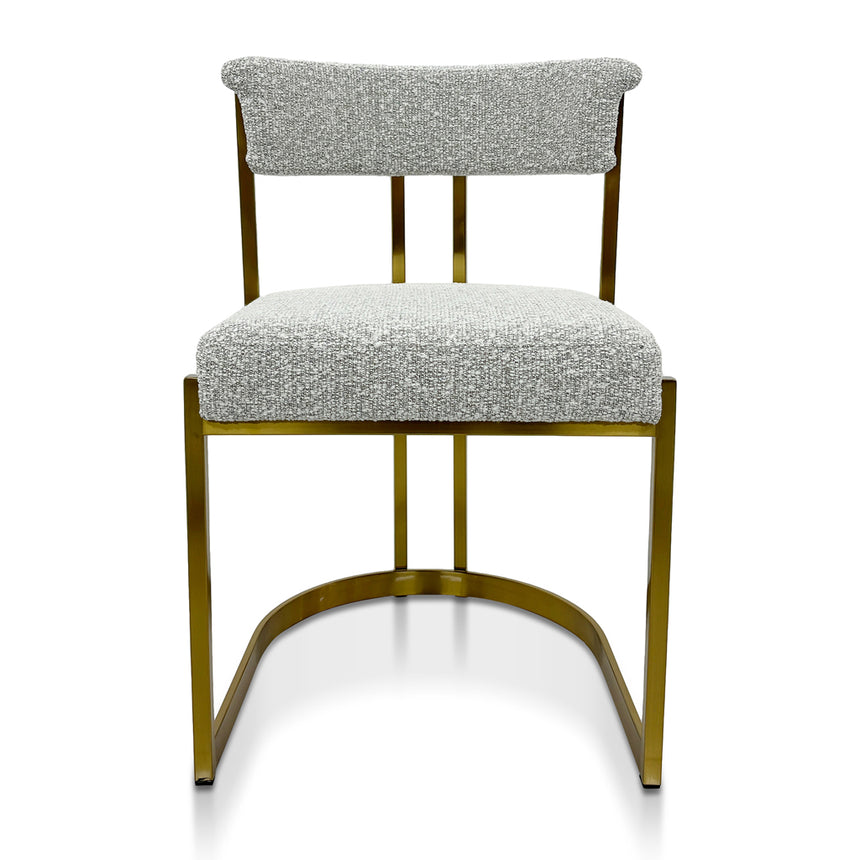Silver Grey Boucle Dining Chair - Golden Base - View 2