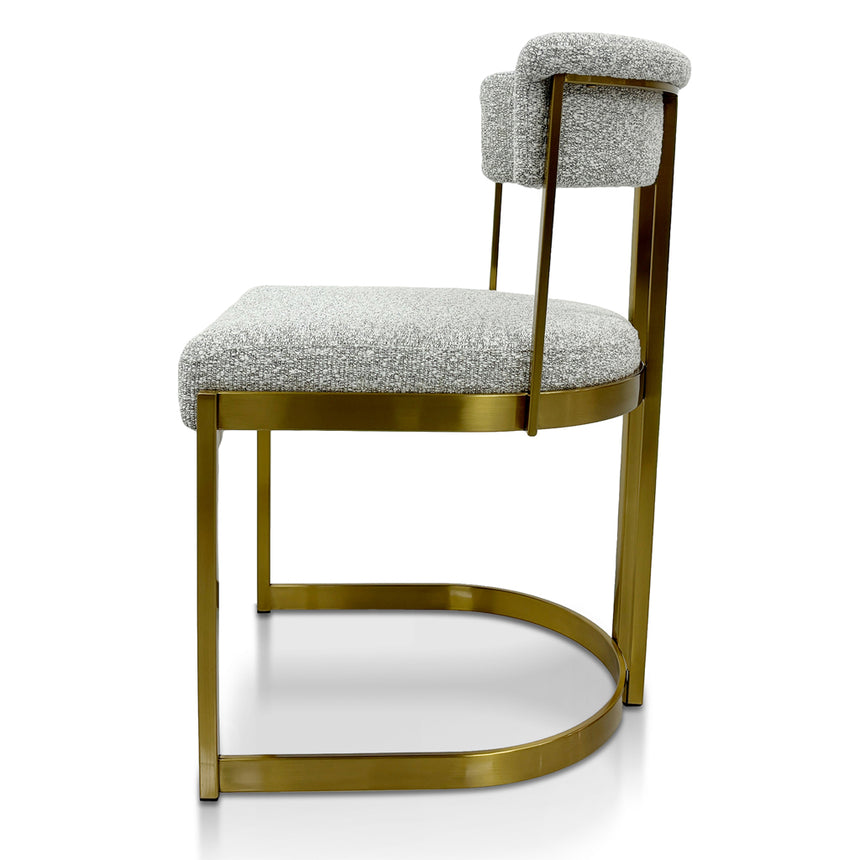 Silver Grey Boucle Dining Chair - Golden Base - View 3