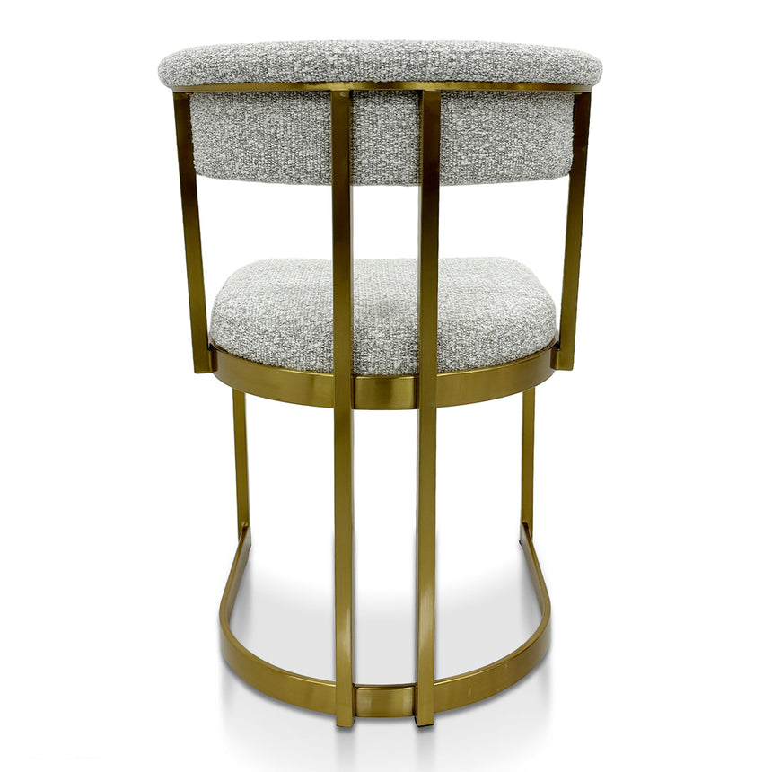Silver Grey Boucle Dining Chair - Golden Base - View 4