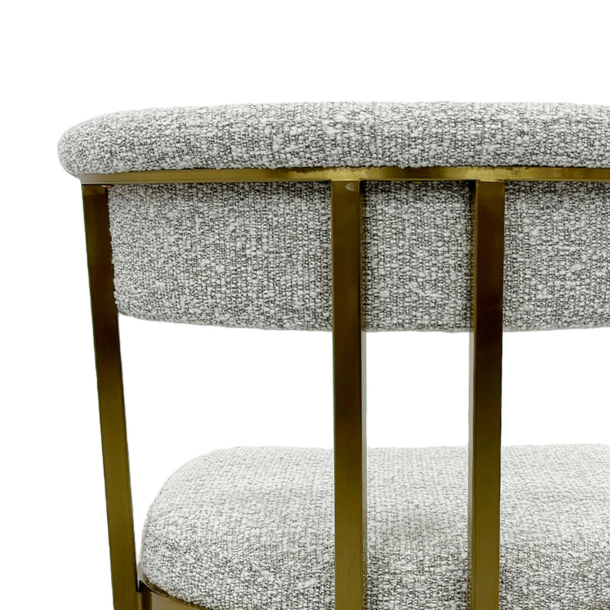 Silver Grey Boucle Dining Chair - Golden Base - View 5
