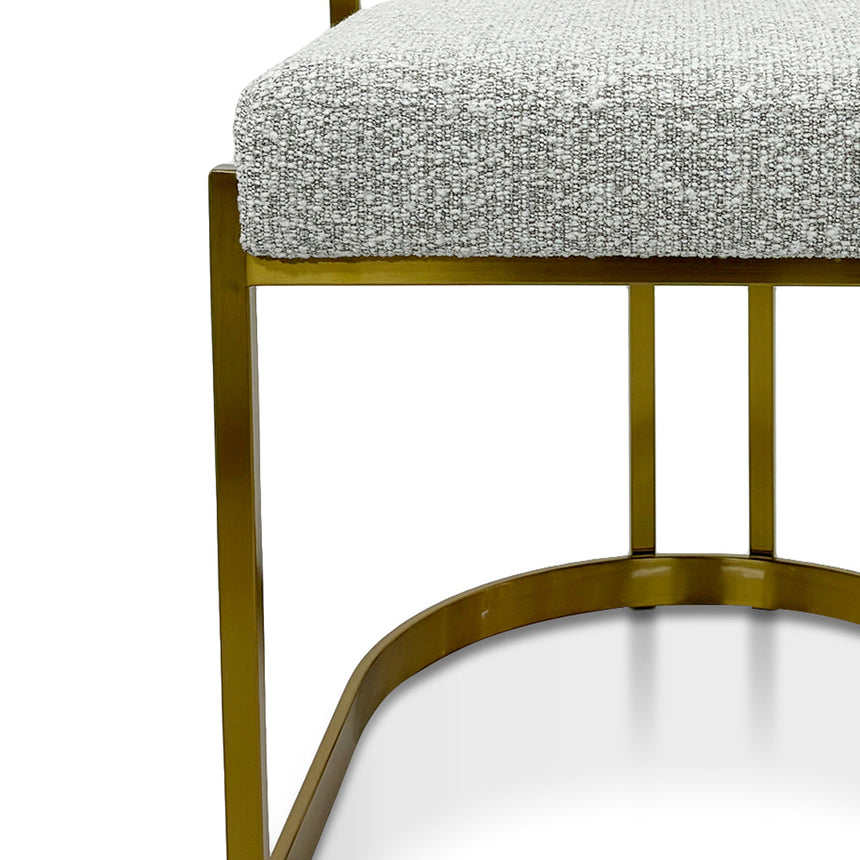 Silver Grey Boucle Dining Chair - Golden Base - View 7