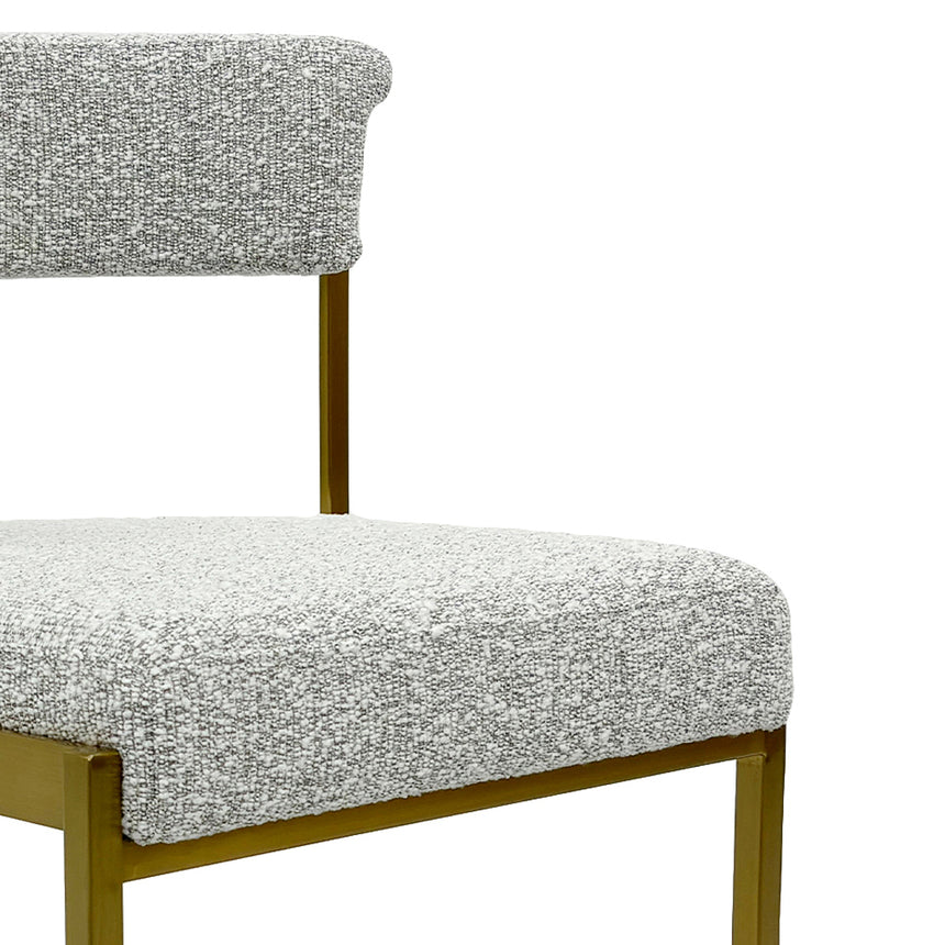 Silver Grey Boucle Dining Chair - Golden Base - View 8
