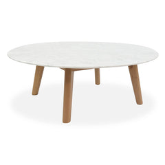 CCF1037 100cm Marble Round Coffee Table - Natural