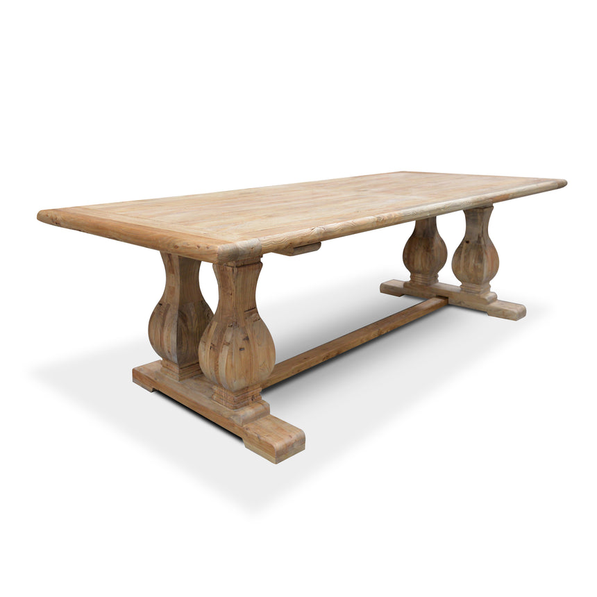 Elm Wood Dining Table 3m - Rustic Natural - View 3