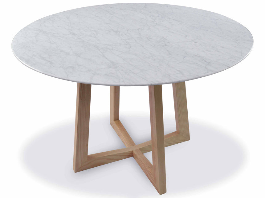 1.15m Marble Round Dining Table - Natural - View 3