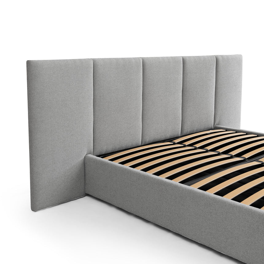 King Sized Bed Frame - Spec Grey with Storage - View 5