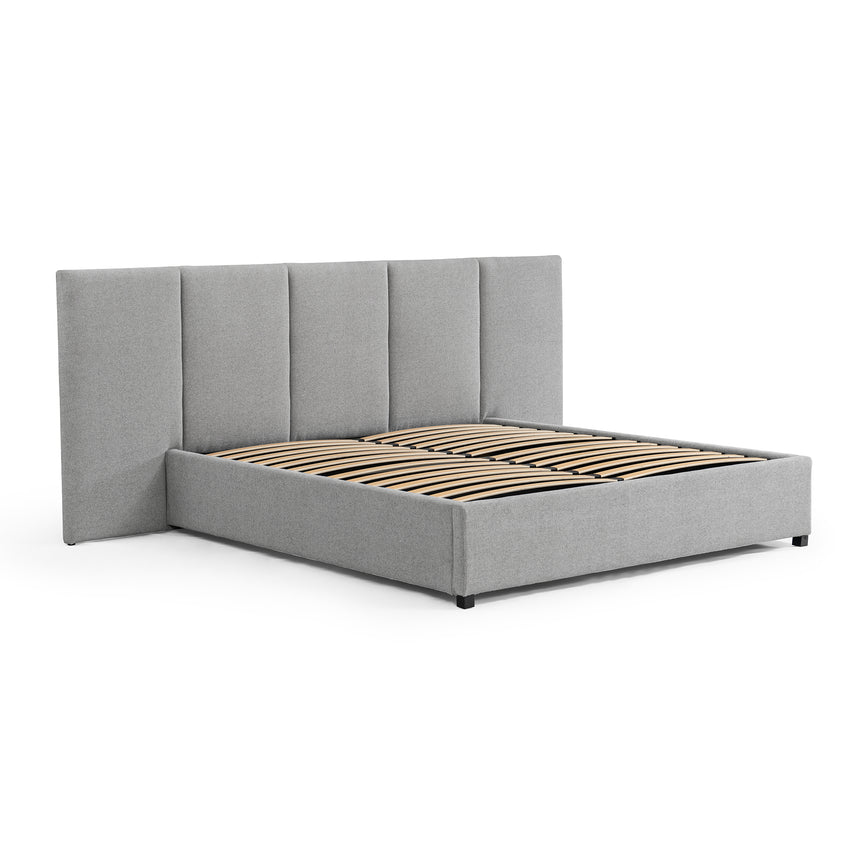 King Sized Bed Frame - Spec Grey with Storage - View 2