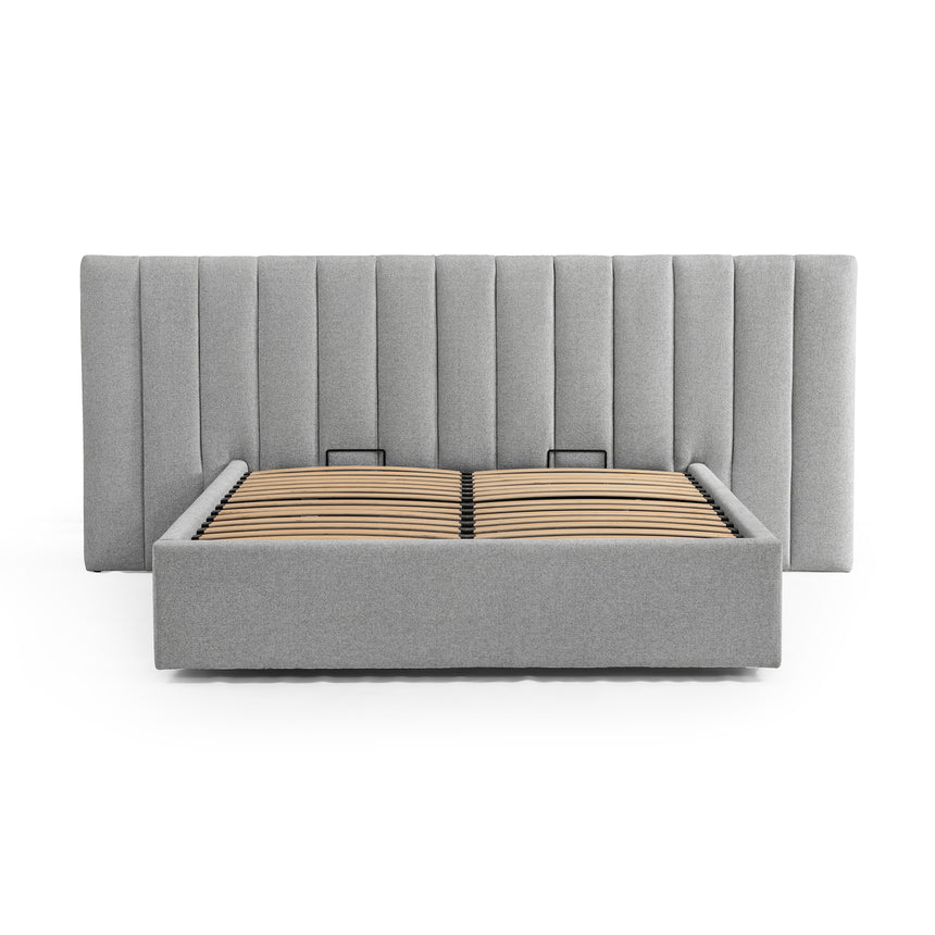 Wide Base Queen Bed Frame - Spec Grey with Storage - View 4