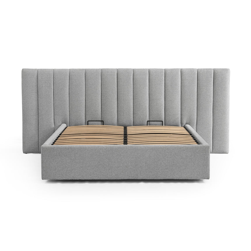 Wide Base King Bed Frame - Spec Grey with Storage - View 4