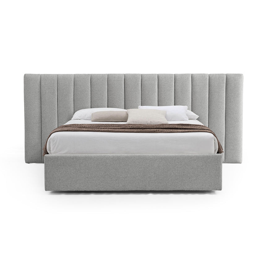 Wide Base Queen Bed Frame - Spec Grey with Storage - View 3