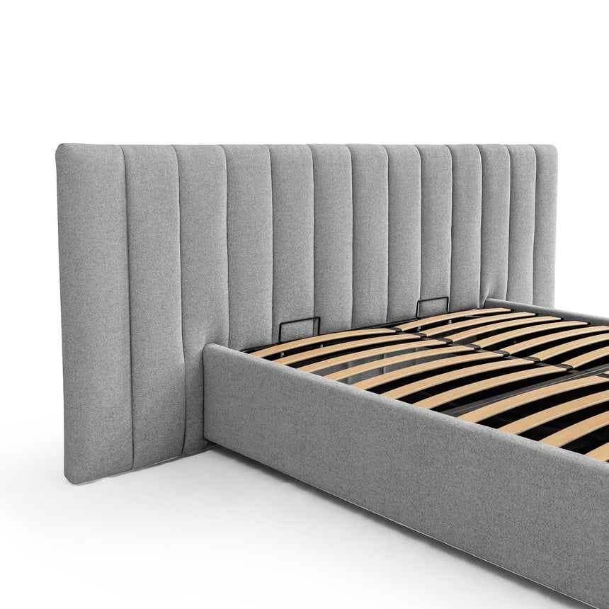 Wide Base Queen Bed Frame - Spec Grey with Storage - View 5