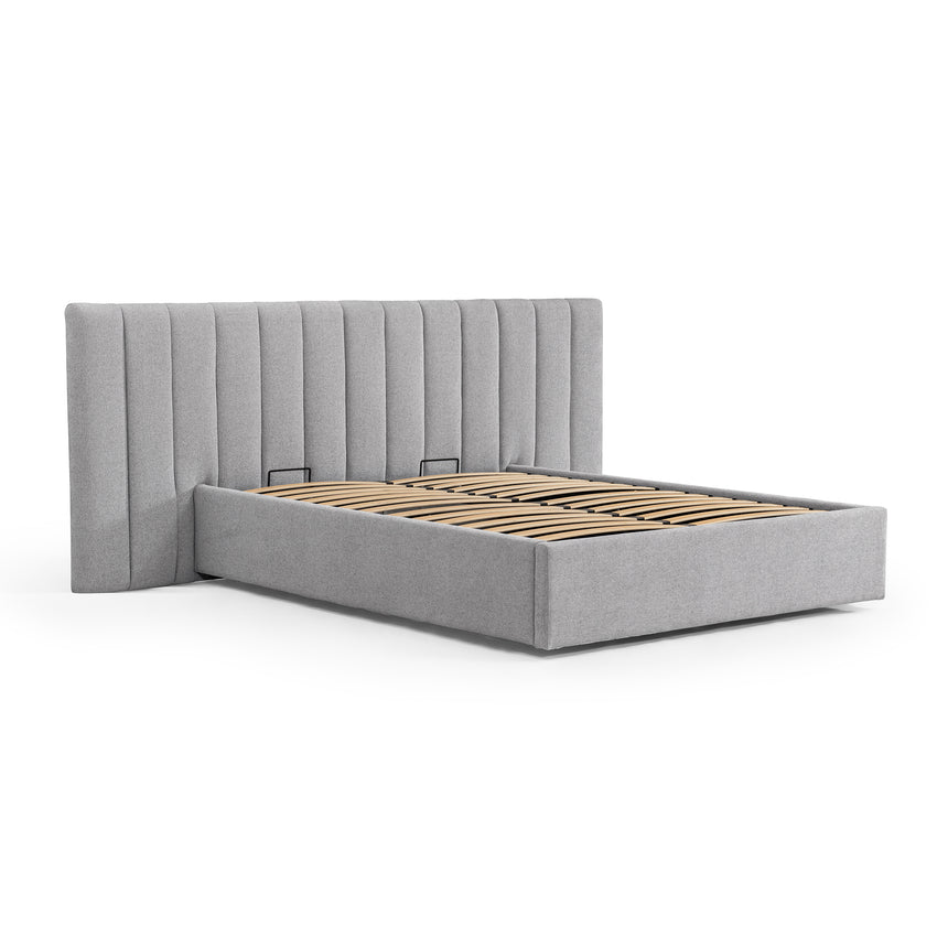 Wide Base Queen Bed Frame - Spec Grey with Storage - View 2